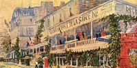 Visuel décoratif représentant un tableau impressionniste de Vincent Van Gogh représentant le restaurant "La Sirène", 1887, conservé au musée d'Orsay.